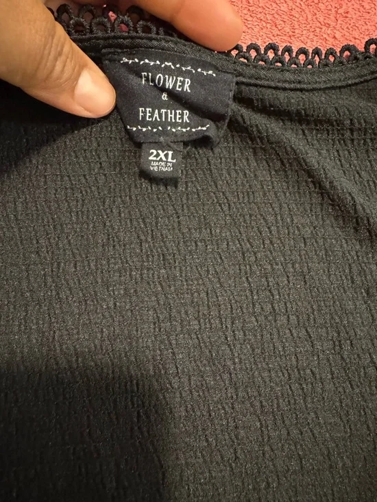 Black Wrap-Front Short Sleeve Blouse - Picture 7 of 7